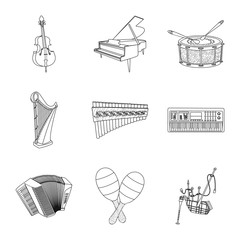 Vector design of music and tune symbol. Set of music and tool vector icon for stock.