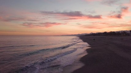 Wall Mural - Bellissimo tramonto sul Mare vicino la costa, vista aerea.