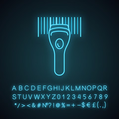 Poster - Barcode scanning neon light icon