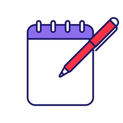 Sticker - Notepad with pen color icon