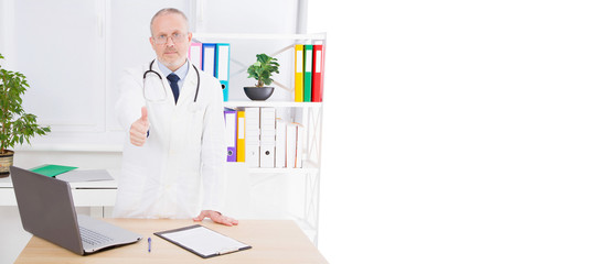 doctor shows like in medical office, treating patients,copy space,billboard or banner