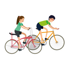 Sticker - couple in bicycle traveling