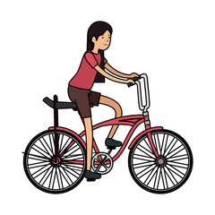 Sticker - woman in retro bicycle