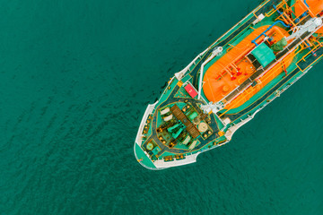 Wall Mural - Aerial view of sea freight, Crude oil tanker lpg ngv at industrial estate Thailand / Group Oil tanker ship to Port of Singapore - import export around in the world