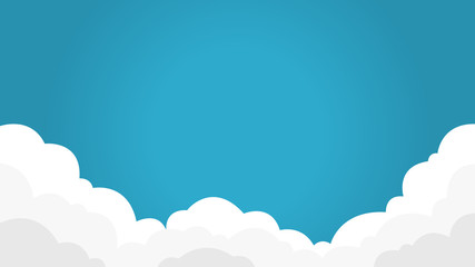 Wall Mural - Blue sky with white clouds background. Border of clouds. Flat style simple vector illustration.