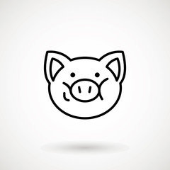 Wall Mural - Pig line icon. logo Piglet face with smile in outline style. Icon of Cartoon pig head with smile. Chinese New Year 2019. Zodiac. Chinese traditional Design, decoration Vector illustration.