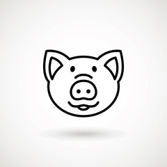 Wall Mural - Pig line icon. logo Piglet face with smile in outline style. Icon of Cartoon pig head with smile. Chinese New Year 2019. Zodiac. Chinese traditional Design, decoration Vector illustration.