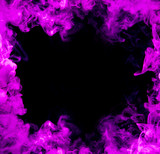 Fototapeta Tulipany - purple smoke frame at black background 