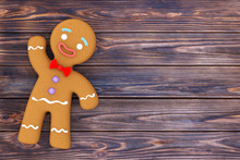 Holiday Decorated Classic Gingerbread Man Cookie. 3d Rendering