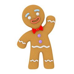 holiday decorated classic gingerbread man cookie. 3d rendering