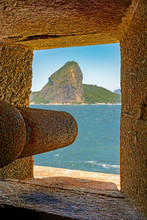 Old Cannon Located In The Fortress Of Santa Cruz In Niteroi City Pointed To The Sugar Loaf Hill And Entrance Of The Bay Of Guanabara