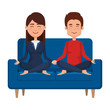© Gstudio - business couple with posing lotus in the sofa