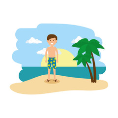 Sticker - young tourist man on the beach