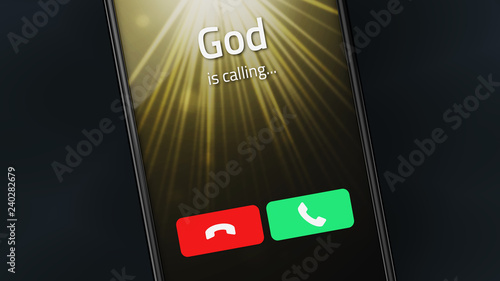 Fotomural God is calling on a smartphone