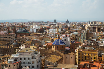 View of Valencia city from the bell tower of the Cathedral