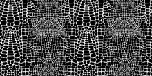 Vector Seamless Pattern With Crocodile Or Alligator Skin. Black And White Wallpaper. 