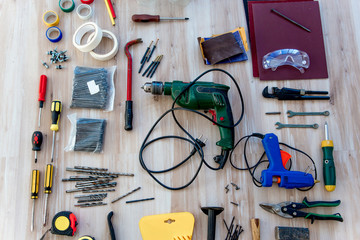 a set of construction tools or instruments