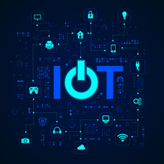 Wall Mural - concept of internet of things, appliances icons combined with electronic pattern