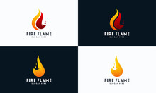 Set Of Simple Fire Flame Logo Designs Concept Vector, Fire Icon Logo Template