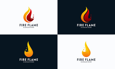 Wall Mural - Set of Simple Fire Flame logo designs concept vector, Fire Icon logo template