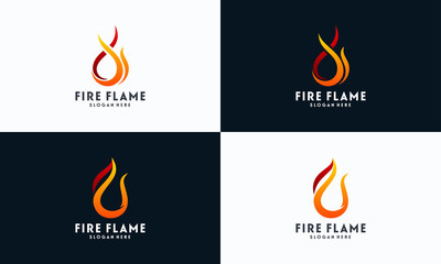 Wall Mural - set of simple fire flame logo designs concept vector, fire icon logo template