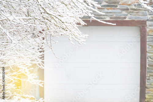 Non Focus Scene Winter Season With Branch Of Tree Cover With