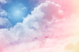 Fototapeta Tęcza - Sun and cloud background with a pastel colored

