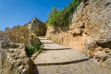 Black entrance to the Civita di Bagnoregio castle