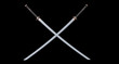 two crossed katana isolated on black background  3d rendering