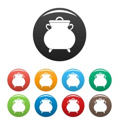 Canvas Print - Cauldron kettle icons set 9 color vector isolated on white for any design