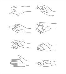 Wall Mural - vector icon and logo female beauty hand. editable outline stroke size. line flat contour, thin and l
