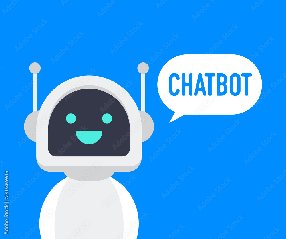 Chatbot icon. Cute smiling robot, chat bot say hi.Vector modern flat  cartoon character illustration. Voice support service bot. Stock Vector |  Adobe Stock