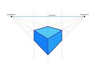  perspective drawing isolated on white background vector illustration