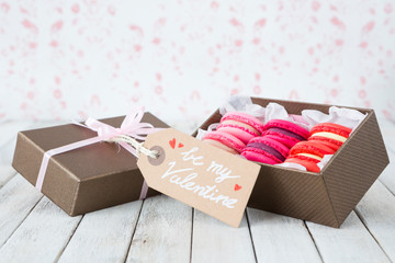 Poster - Pink macarons in a box for Valentine's Day