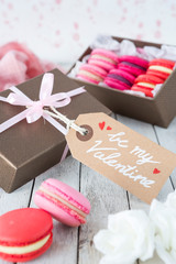 Poster - Pink macarons in a box for Valentine's Day