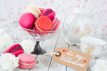 Wall Mural - Pink macarons for Valentine's Day