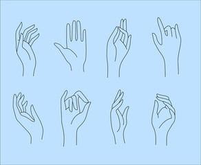 Wall Mural - vector icon and logo female beauty hand. editable outline stroke size. line flat contour, thin and l