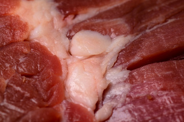 Red raw beef meat with chunk of fat