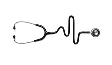 Stethoscope In The Shape Of A Heart Beat On A EKG