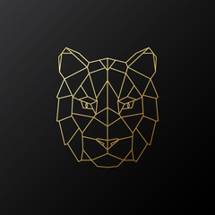 Sticker - Golden geometric tiger head. Vector illustration.