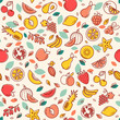 Vector set of sketch of various fruits isolated on a light background. Good background for textiles and print.