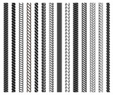 Fototapeta  - Rope brushes frame, decorative black line set