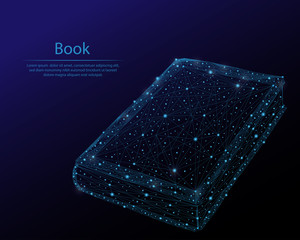 Abstract image book in the form of constellations and starry sky, consisting of points and lines.