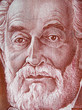 Edmond James de Rothschild (1845 - 1934) face portrait on old Israeli 500 shekel (1982) banknote close up. Leading supporter and proponent of Zionism.
