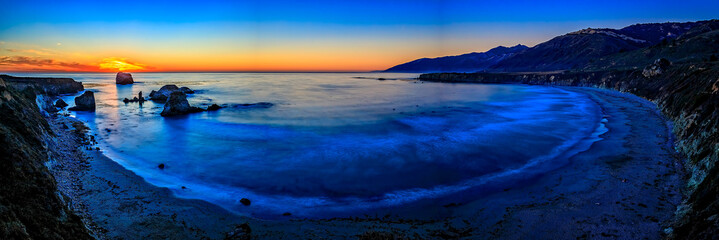 Smooth Waves at Sunset on the Beach