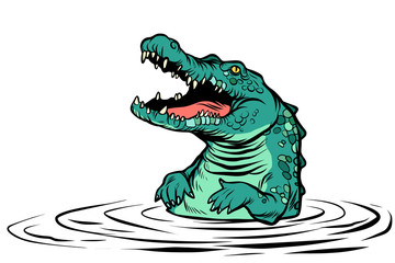 green crocodile character isolate on white background