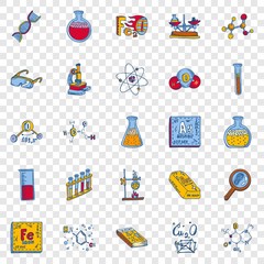 Wall Mural - Chemistry lab icon set. Hand drawn set of chemistry lab vector icons for web design