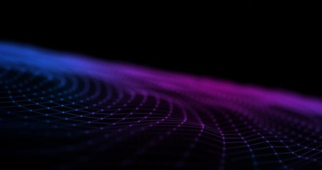 3D Wireframe Abstract Background Animation With Moving Lines - Technology And Internet Connection Concept