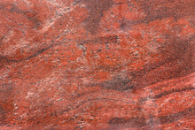 Natural Stone Red Granite Texture Background. Bright Hard Red Granite Texture Treated, Polished Surface. Facing Material Horizontal Stone Background.