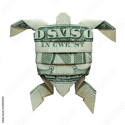 Money Origami Sea Turtle Folded With Real One Dollar Bill